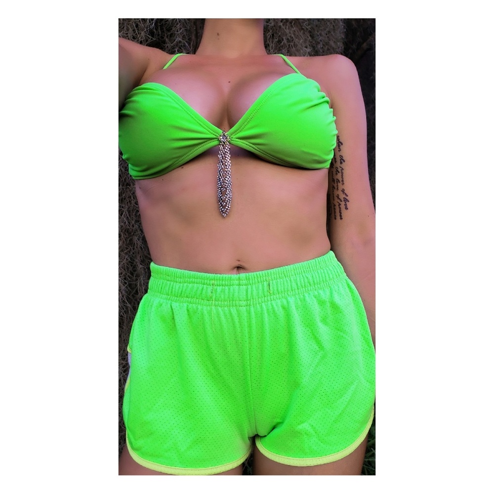 lime green track short by COTTON🍡CANDY sz4 - Picture 5 of 8